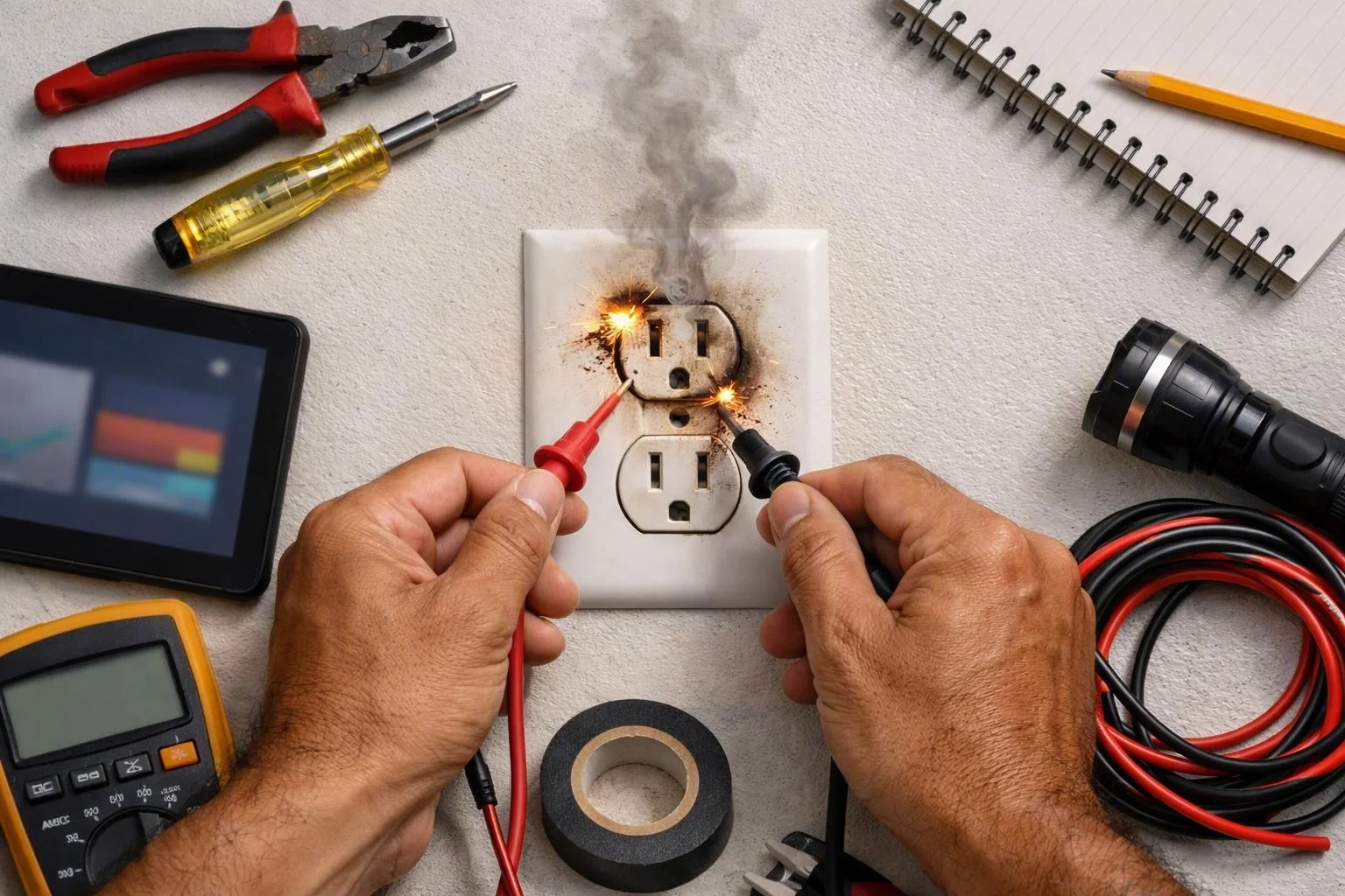 What to Do If an Outlet Smells Like Burning or Starts Sparking