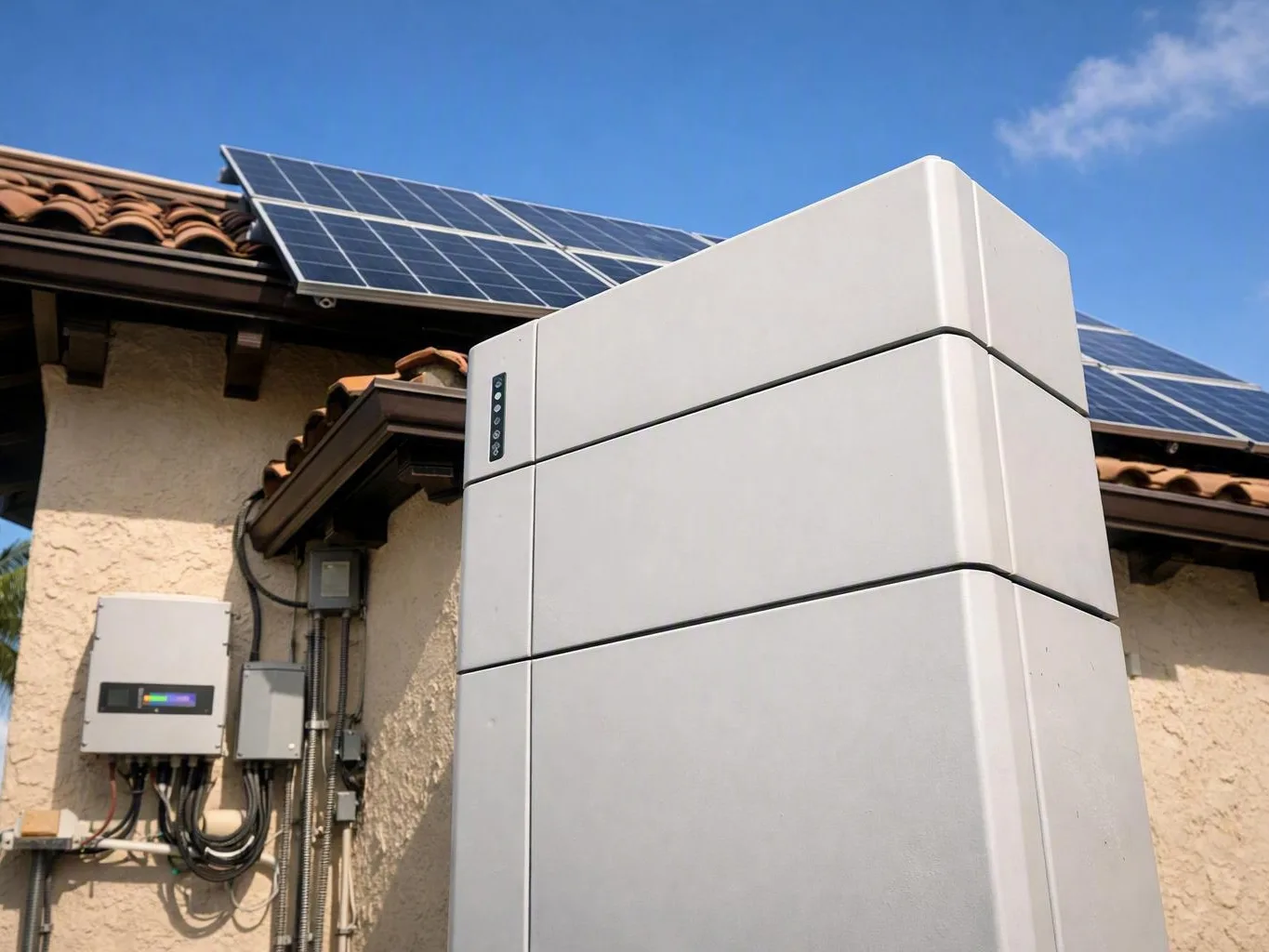 Technician fitting a generator transfer switch